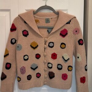 Chunky Dot Knit Cardigan in Blush Pink